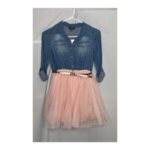 white christmas dresses Business in front, Party in the back Denim and Tulle Set – Oyemwen